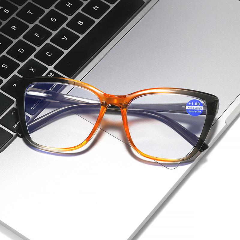 Cat Eye Reading Glasses Anti-Blue Reading Glasses Trendy Large Frame Elderly Reading Glasses Men'S Models