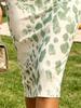 Summer Women's One Shoulder Midi Dress Tie-Dye Print Green White Bodycon Sundress