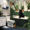 Chic Cat & Greenery Shower Curtain: Embrace the Whimsical Design, Soft Fabric, and Nature Vibes for Your Cozy Bathroom