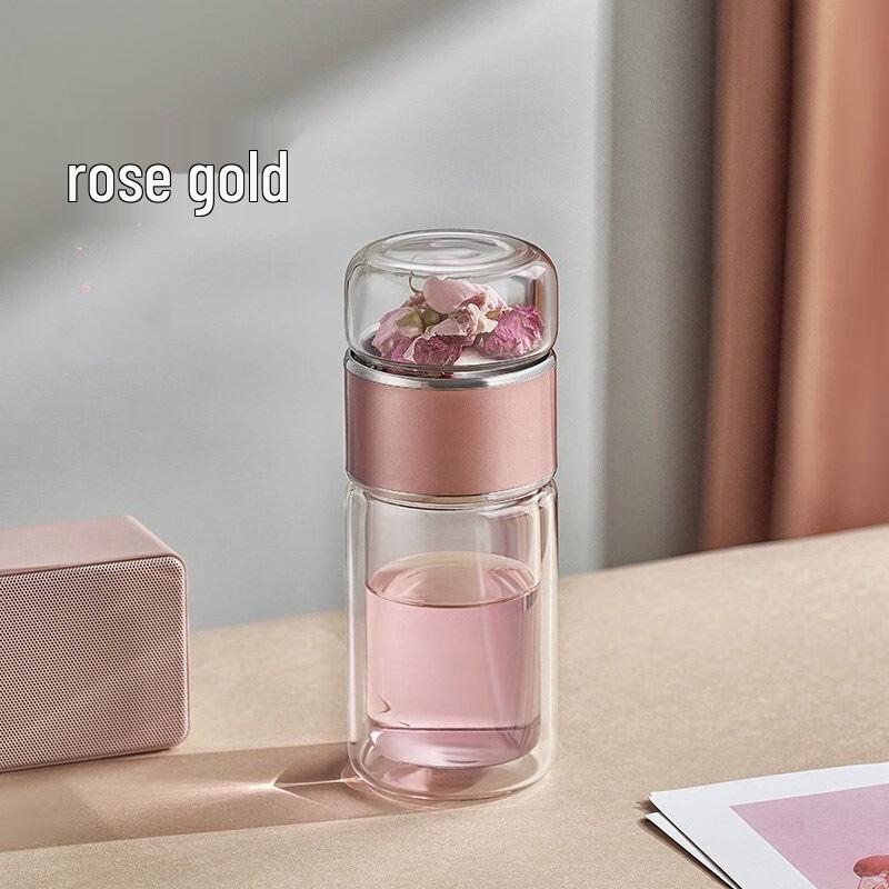 Portable Double-Wall Glass Tea Infuser Bottle