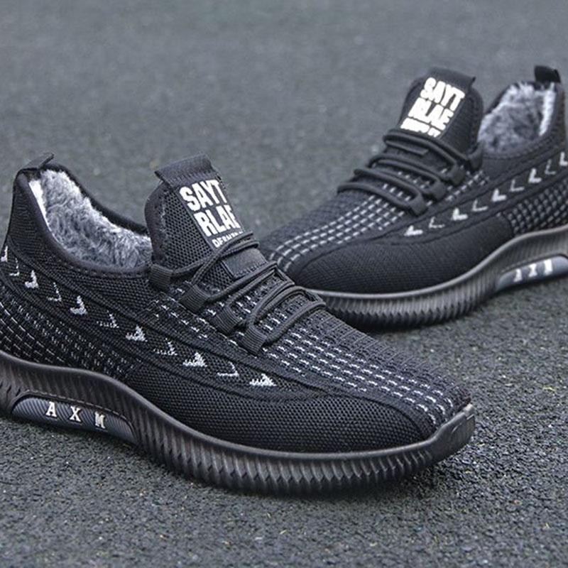 Baumwollschuhe Herren Plüsch Verdickt Warm Herren Rutschfest Weiche Sohlen Leicht Herbst und Winter Sportliche Freizeitschuhe Winter