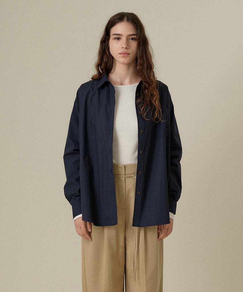 MANGO MANY PLEASE Duono Cotton Shirt_Navy