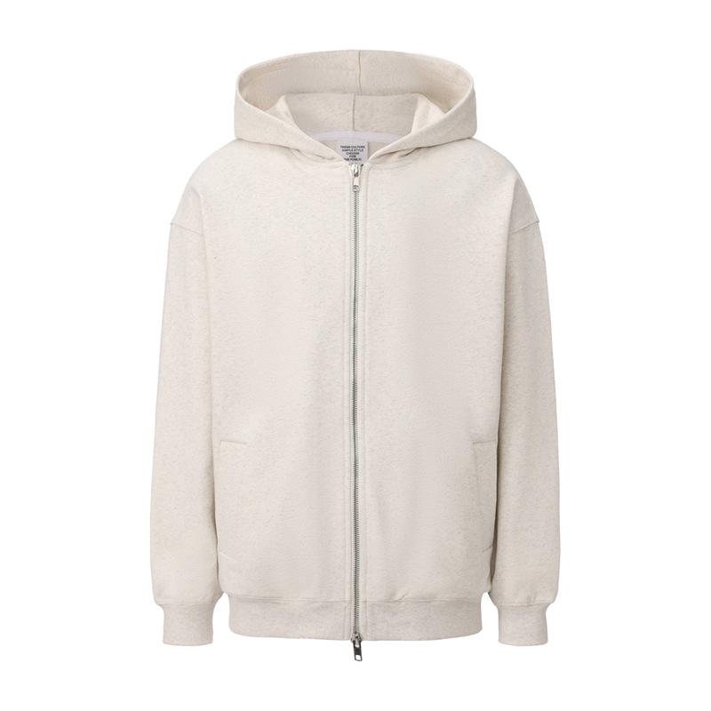 Completo con Felpa con Cappuccio e Pantaloni della Tuta Streetwear Americano 430G Fodera in Pile Collo a Polo Zip-Up Tuta Casual