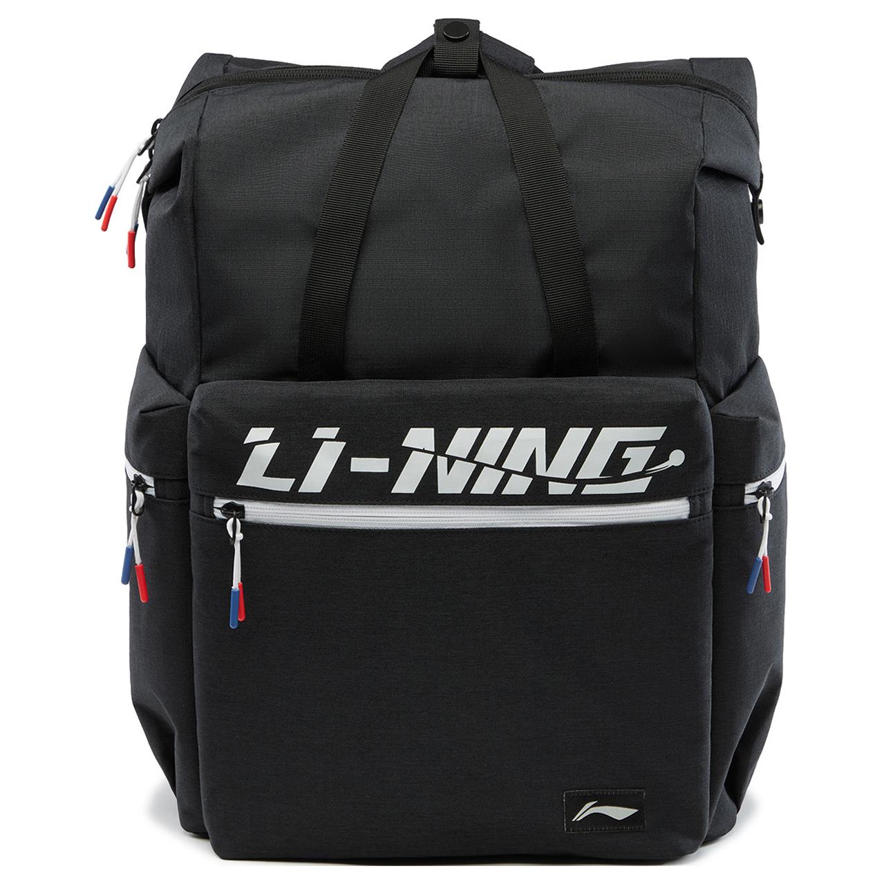 Li Ning Table Tennis Series Fashion Logo Polyester Backpack Unisex Backpack Black ABSU273-1 Black