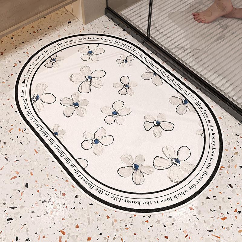 Absorbent Quick Drying Non-slip Diatom Mud Mat Bathroom Toilet Toilet Door Mat Easy To Clean Bathroom Door Mat