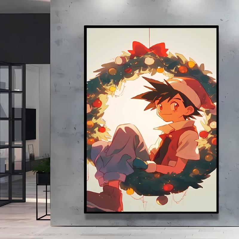 Canvas Wall Art Pokemon Pikachu Poster Prints Cute Cartoon Character Picture Classic Living Room Home Decoration Christmas Gift