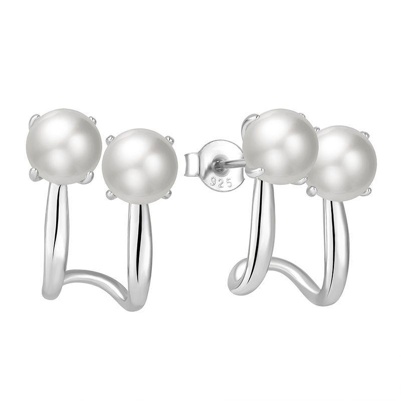 Korean Style S925 Sterling Silver Pearl Stud Earrings - Elegant and Luxurious 925 Sterling Silver