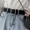 Nouvelle Ceinture en Cuir PU Pour Femmes Boucle Carrée Boucle à Ardillon Ceinture Noire pour Jeans Marque de Luxe Sangle Vintage Ceinture de Taille Homme et Femme