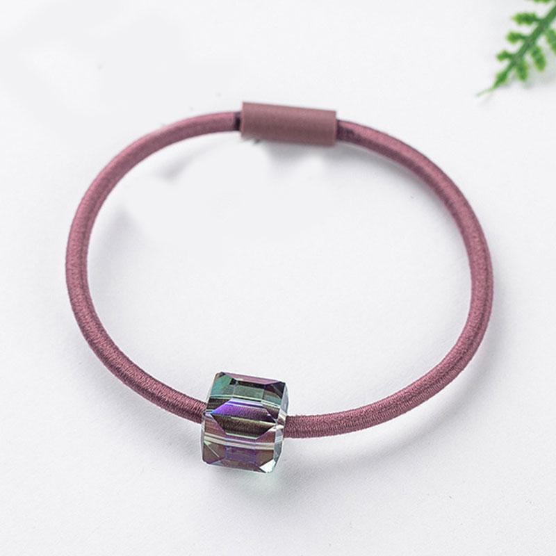 

1PC Single Crystal Women High Elastic Seamless Hair Rope Durable Girls No Crease Ponytail Holder Rubber Band Hair Accessories темно-розовый