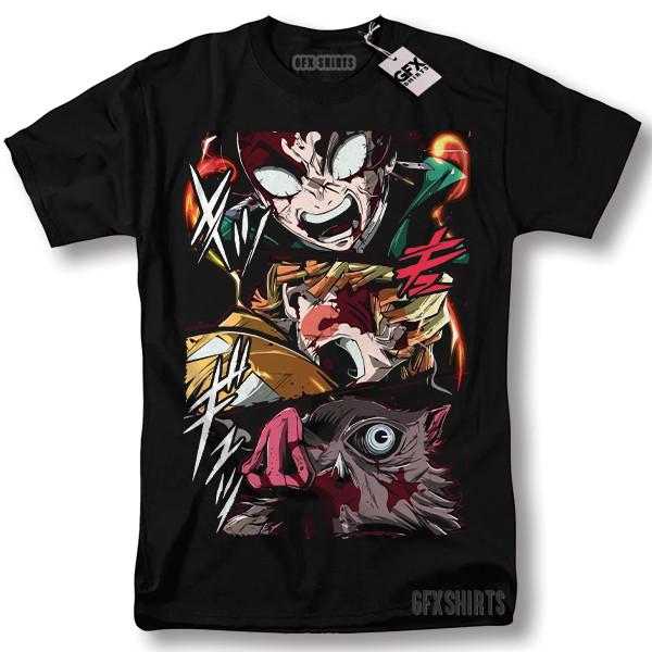 Demon Slayer Tanjiro Zenitsu Inosuke Shirt Anime Manga Kimetsu no Yaiba T-Shirt Unisex T-Shirt M