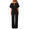 Solid Color Short-Sleeve Tie-Sleeve Romper Jumpsuit