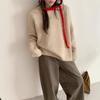 Soft Fuzzy Loop Yarn Knit Sweater Women Loose Fit Round Neck Long Sleeve Winter Warm Cozy Pullover