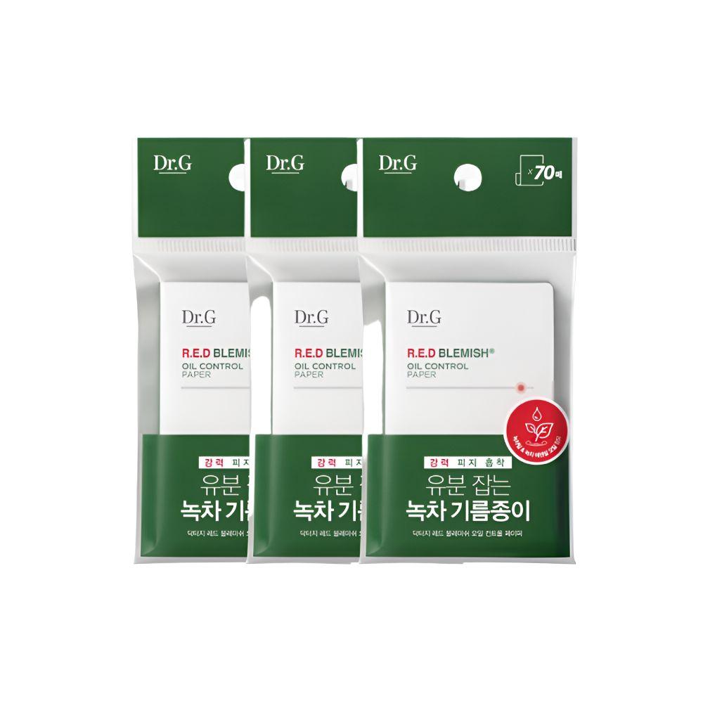 DR.G Red Blemish Oil Control Paper Sebum Absorbing Blotting Paper 70 Sheets x3 Pack