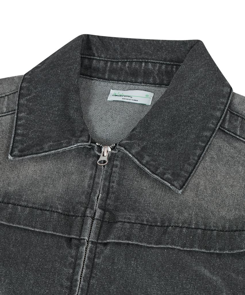 Standarderror 87-Stan117 [Basic] Vintage Washed Racer Denim Jacket Vintage Black