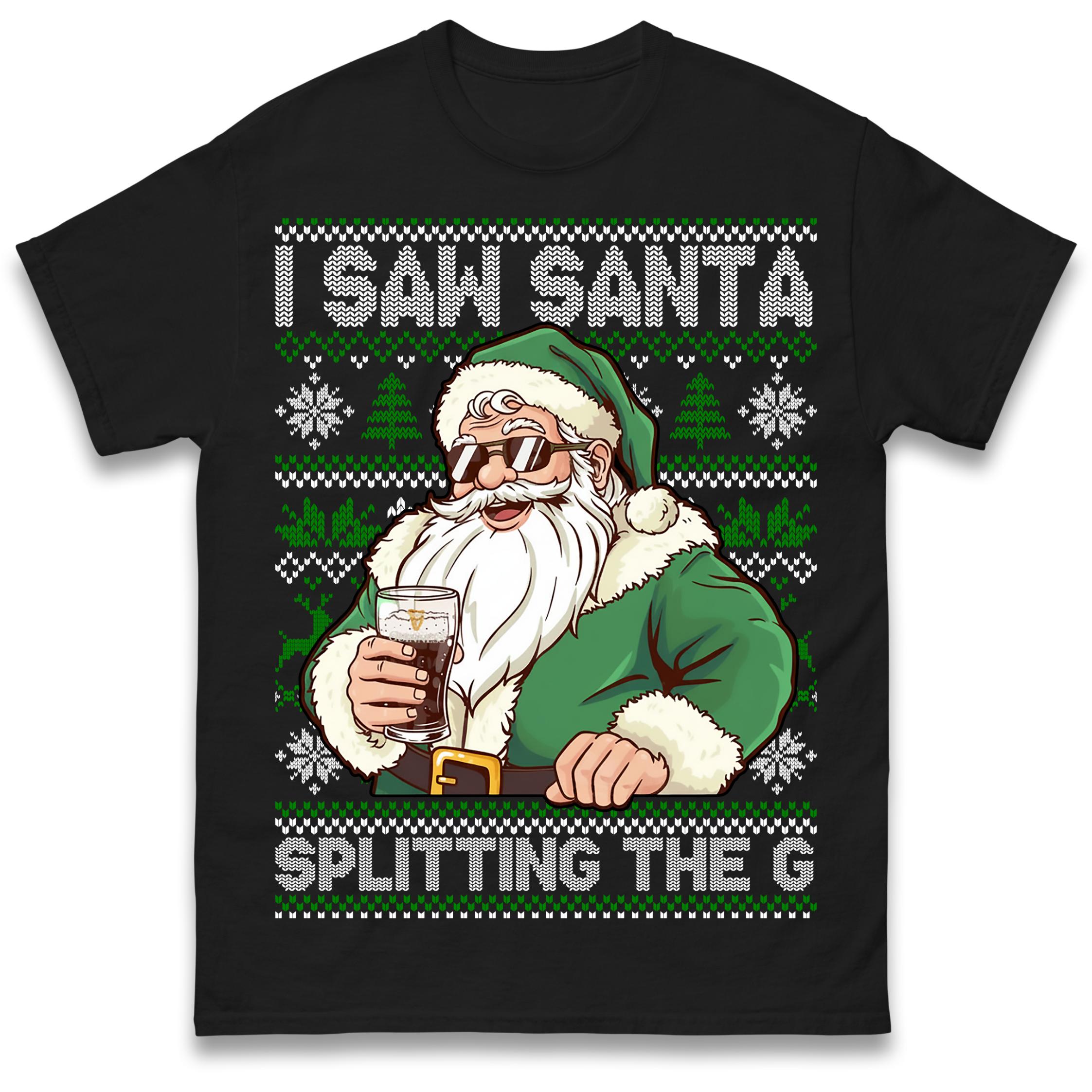 Santa Splitting The G Guinness Christmas T Shirt Tshirt Mens Womens Unisex Tops Tees L