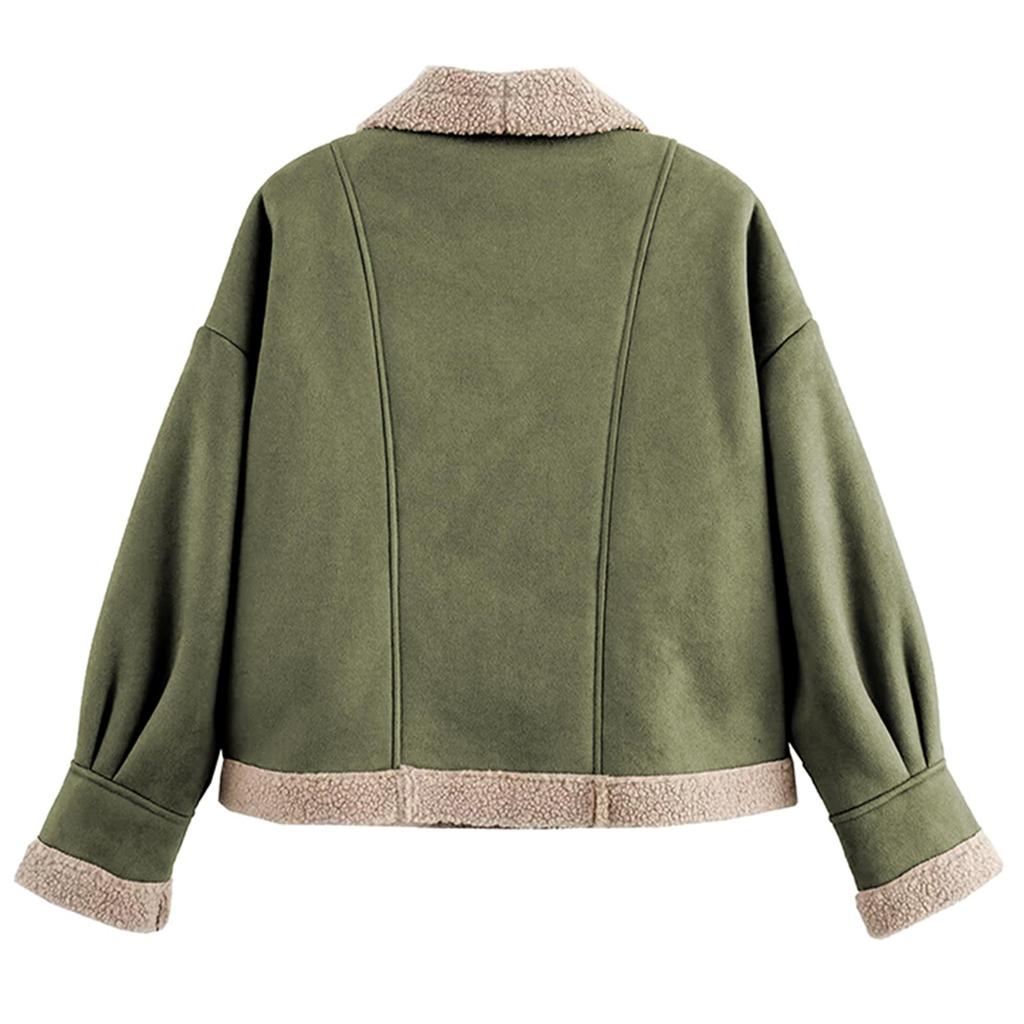 A Zimní Dámský Americký Retro Kabát Klopa Volný Top