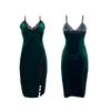 Sexy deep v pajamas women's long suspender nightgown velvet lace seduction backless