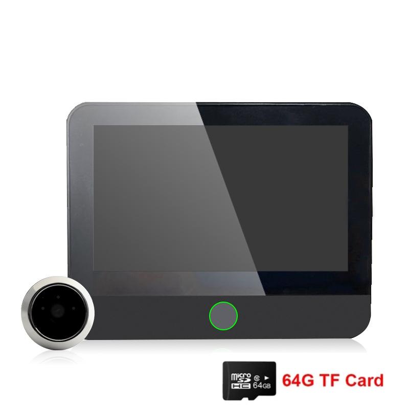 

Умная дверная камера Tuya WiFi S50, камера с автоматическим обнаружением дверного глаза, цифровой дверной просмотрщик, беспроводной дверной звонок, цифровой дверной глазок, дверной звонок S50 64G чёрный