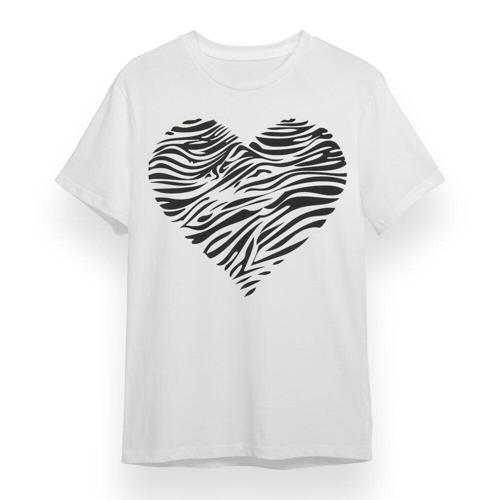 

Women s Plus Size T-shirt With Zebra Heart Graphic Unisex White 100% Cotton Tee L