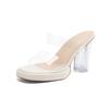 2025 summer new waterproof table transparent high heels women's thick heel nude versatile sandals with sandals