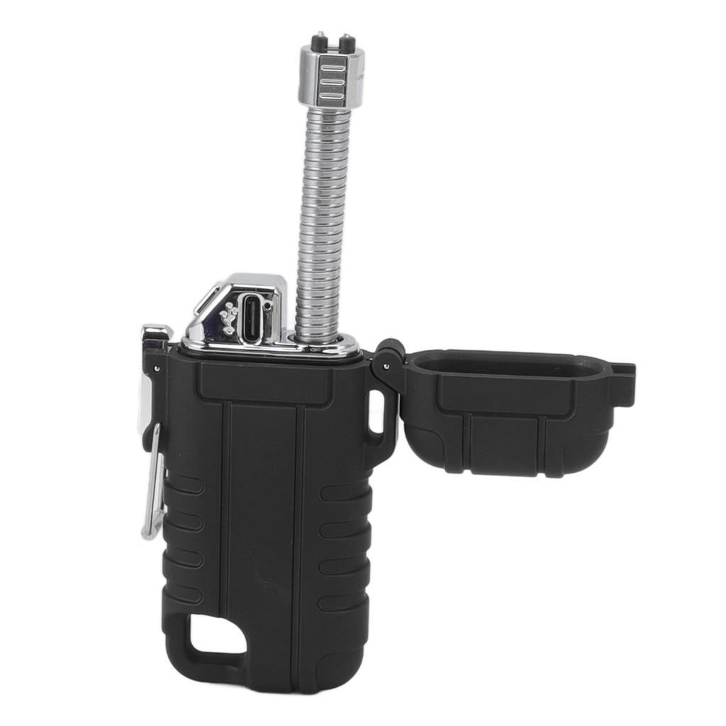 USB Rechargeable Lighter Windproof Dual Arc Lighter Waterproof Flameless Electric Lighter with Hanging Hole for Camping