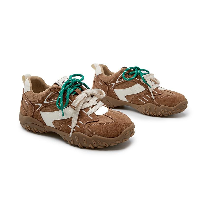 Cowhide version~ Cat claw women's retro inner height increase casual shoes sports shoes platform leather dad shoes