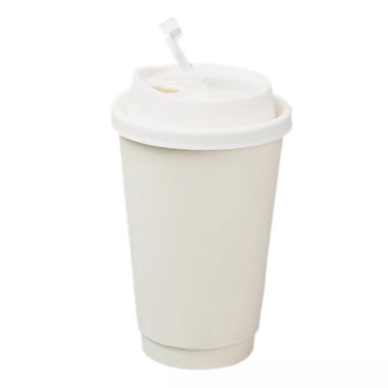 Xihé 10oz Double-Layer Disposable Paper Cups with Lids
