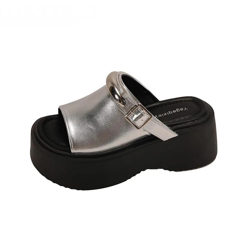 Women Flats Platform Slippers Summer Shoes Casual Open Toe Sandals 2025 New Slingback Shoes Woman Trend Zapatos De Mujer