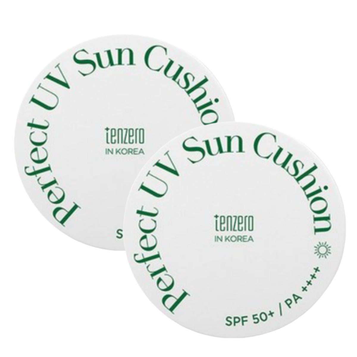 TENZERO Perfect UV Sun Cushion Mineral Tone-Up SPF50+ PA++++ - Non-Nano Physical Sunscreen - 20g (Pack of 2)