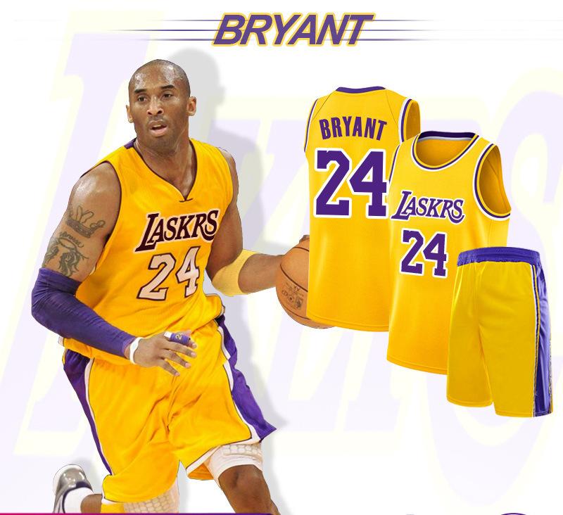 Kobe Bryant Crew Neck No.24 Yellow basketball jersey 24