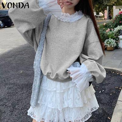 Γυναικεία Δαντέλα Κροσέ Μακρυμάνικη Patchwork Casual Πουλόβερ Μπλούζα