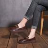 First layer cowhide loafers women's retro washed handmade leather women's shoes women's British style spring and autumn new single shoes