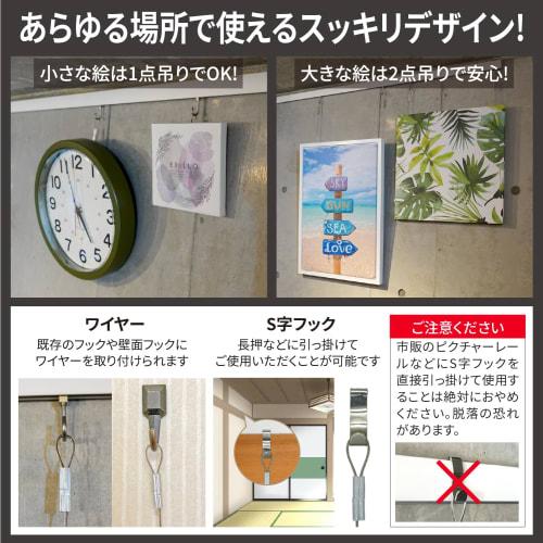 Nesect Picture Rail Wire Set, Stainless Steel, with Sliding Hooks and Adjustable Height, Strength Tested in Japan, Designed in Japan (0.5m, 5 Wires)