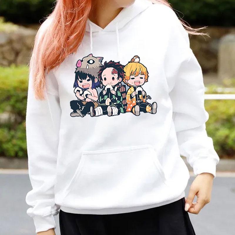 New Anime Hashibira Inosuke Kamado Tanjirou Agatsuma Zenitsu Cartoon Print Hoodie Fashion Women Casual Tops Pullover Hoodies