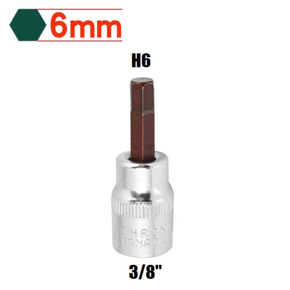 1pcs 3/8 Square Drive Socket Wrench Hex Screwdriver Bits H3 H4 H5 H6 H8 H10 Hexagon Ratchet Wrench Bit Socket Tool