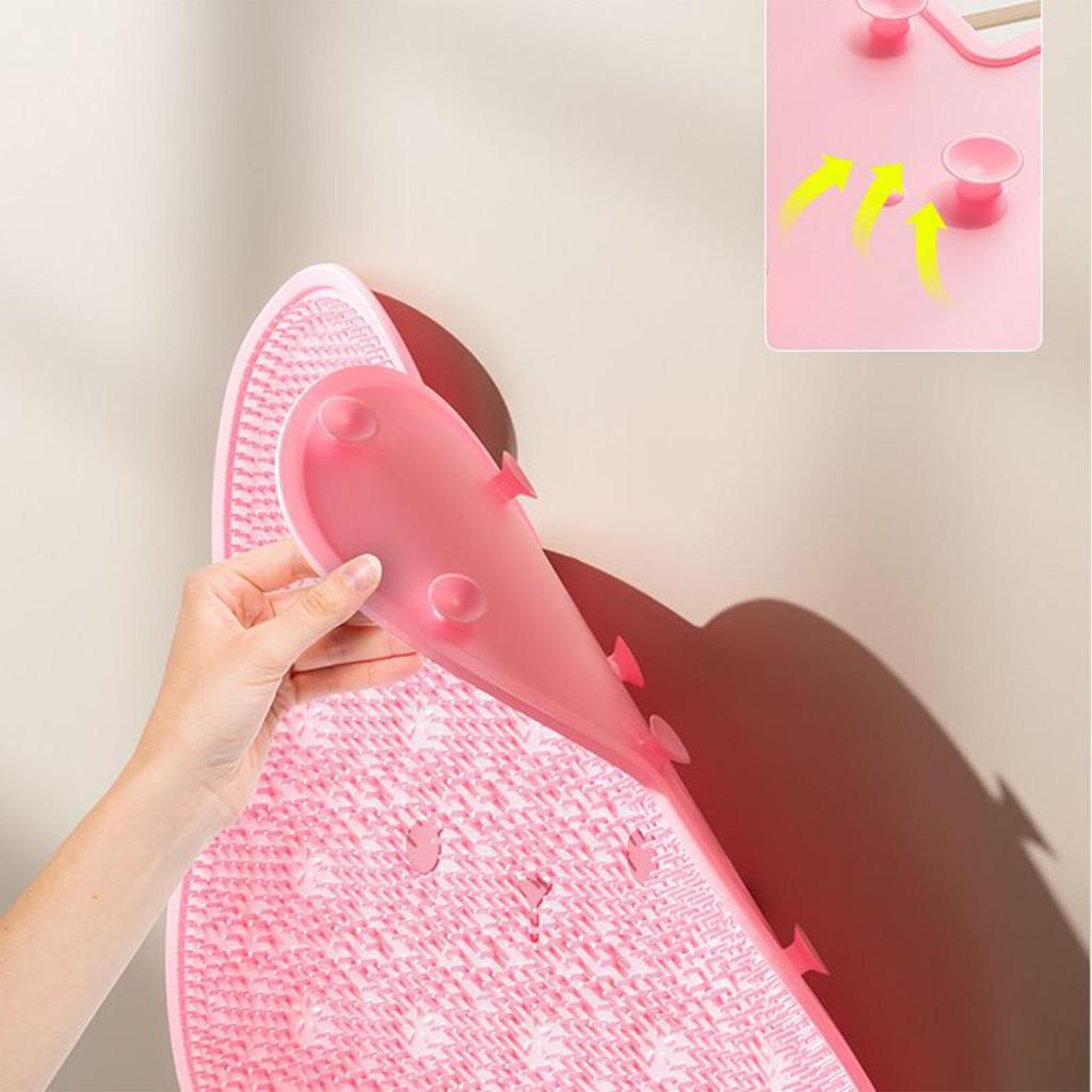 Silicone Massage Shower Mat Non-slip Wash Foot Pad Foot Exfoliating Bathroom Rub Back Brush with Sucker Bath Massage Brush Pad