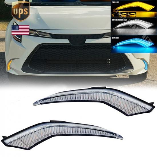 LED Daytime Running Fog Lights DRL For 2020-2024 Toyota Corolla L LE XLE RH & LH