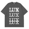 LUX Lettering Stacked Design T-Shirt White Cotton Y2K Goth Aesthetic Casual Women And Men T-shirt