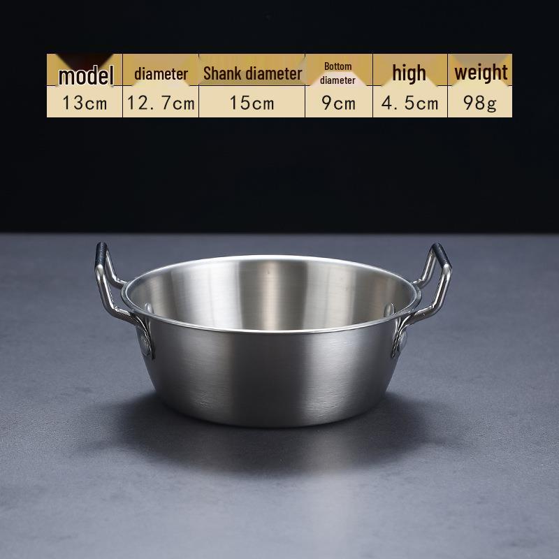 Korean Style Stainless Steel Snack Bowl with Handles - Versatile for Rice, Salad, Hot Pot, Sauces, French Fries, Fruits, and Fried Snacks