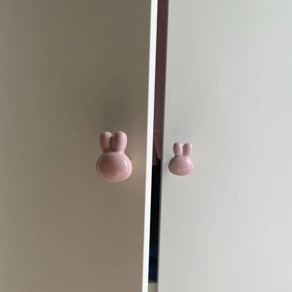 Solid Metal Thread Rabbit Knobs Rounded Soft Edges Cabinet Knobs Kids Room