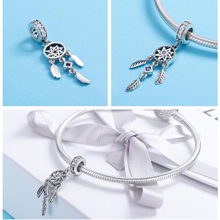 European & American Dream Catcher Necklace & 925 Sterling Silver Beaded Bracelet DIY Accessories SCC841