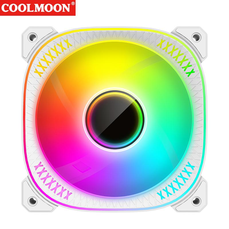

Cooling Fan 5V 3Pin ARGB ARGB CPU Cooler 12V 4PIN PWM ARGB PC Case Cooling Fan Cyclic Mirror Light Effect for Computer Case A-RGB&Reversed білий