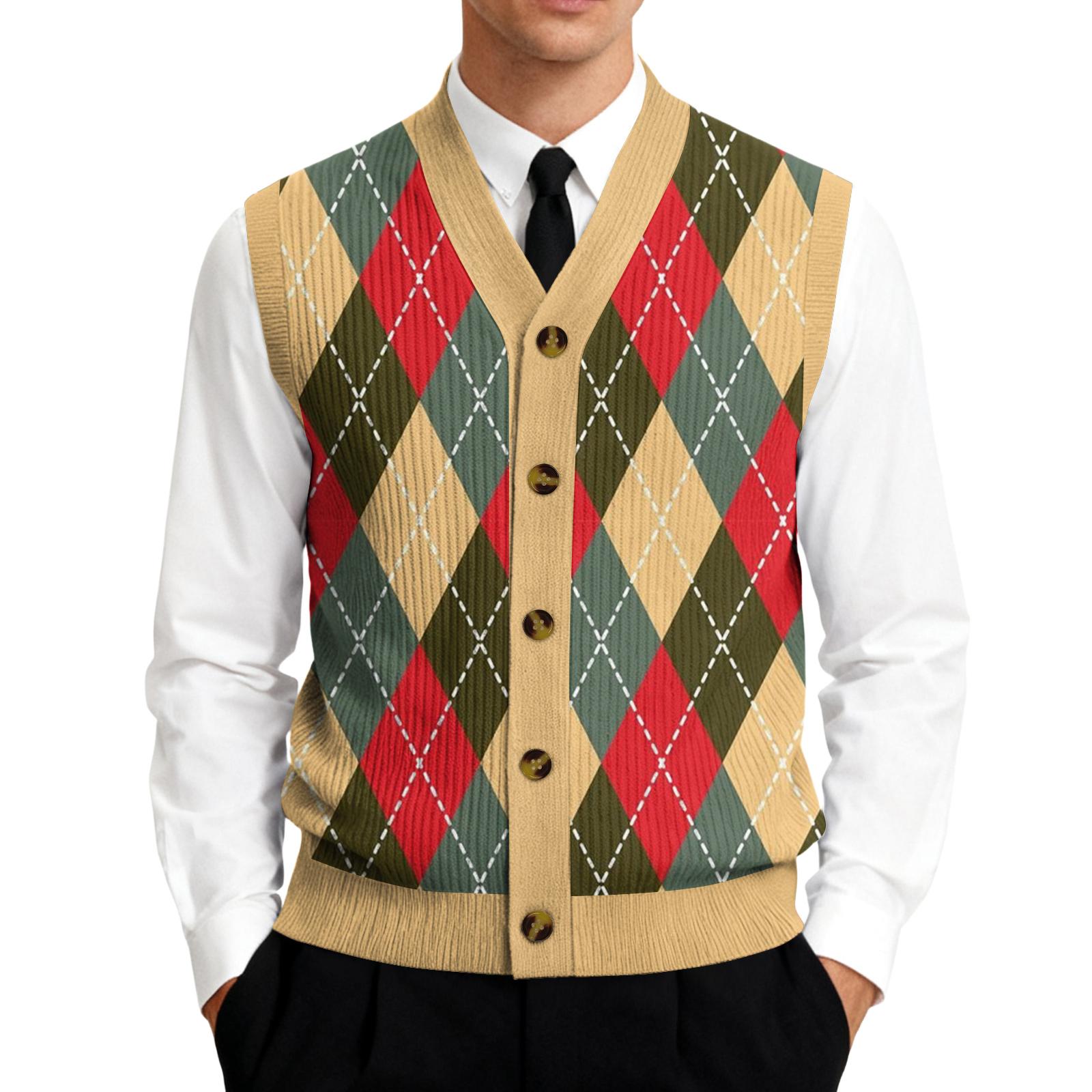 

Мужской вязаный кардиган-жилет без рукавов с V-образным вырезом XXXXL