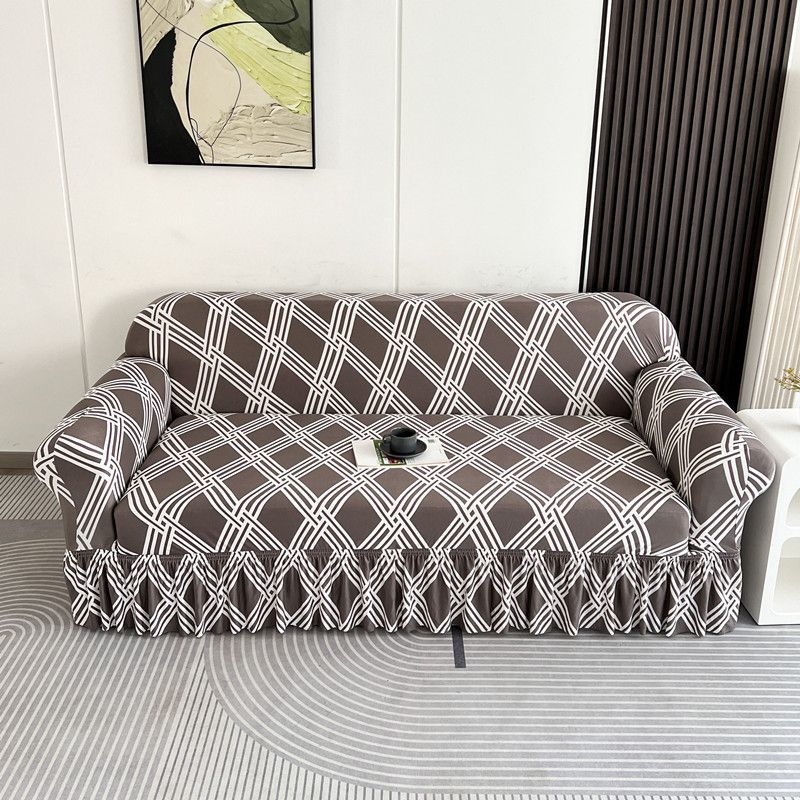 1pc Stretch Sofa Slipcover, Sofa Cover with Skirt, Couch Cover Furniture Protector, for Bedroom Office Living Room Home Decor