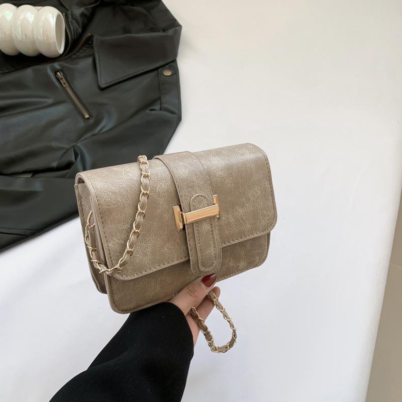 Texturierte einfarbige Retro-Frühlings- und Sommer-Neuheit, lässiges trendiges Design für Damen-Ein-Schulter-Umhänge-Kleine Quadratische Tasche