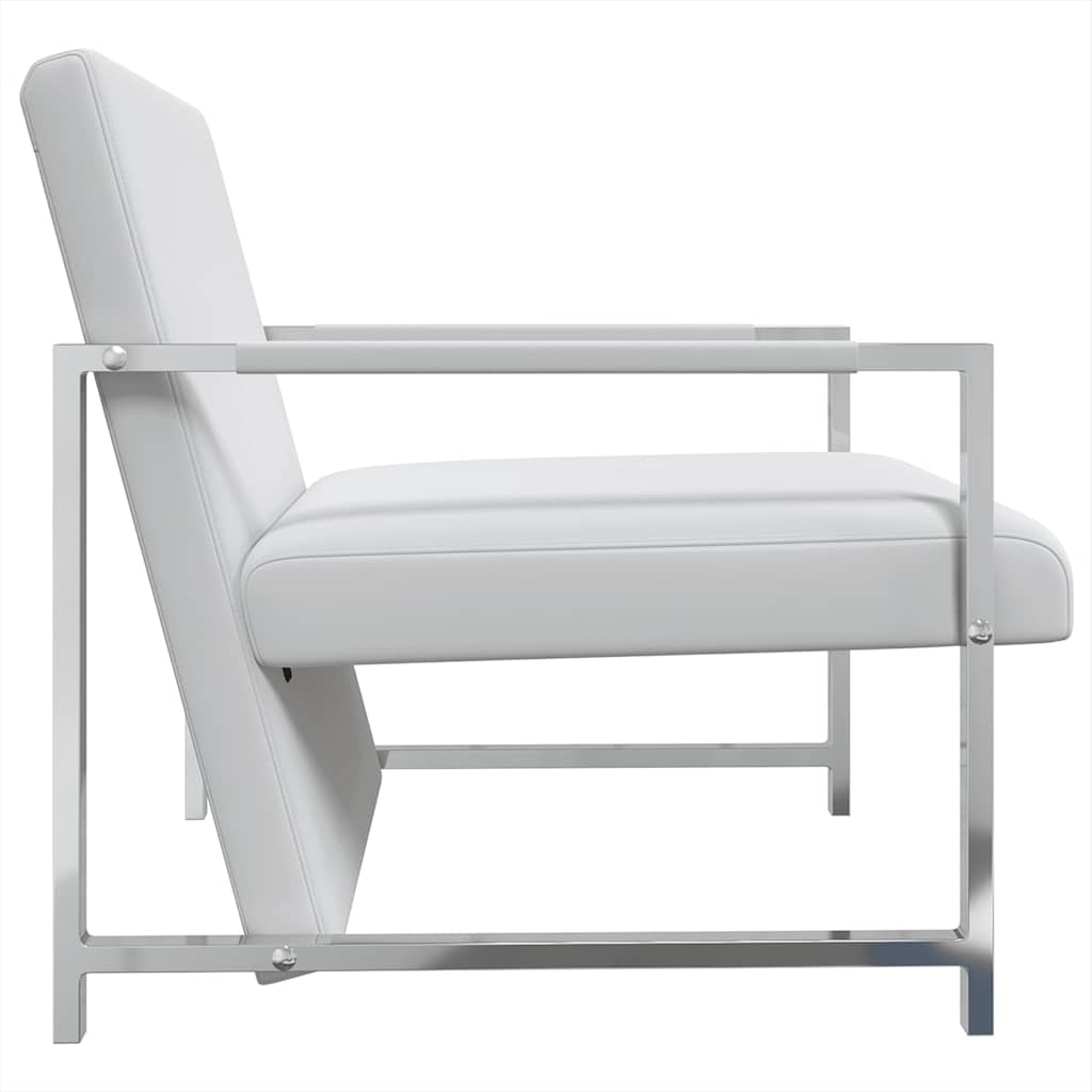 Armchair with Chrome Legs White Faux Leather