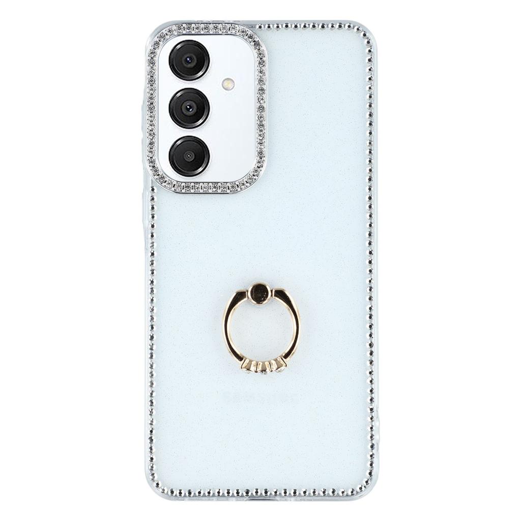 For Samsung Galaxy A16 5G/4G Case with Ring Kickstand Rhinestone Edge TPU+PC IMD Phone Cover