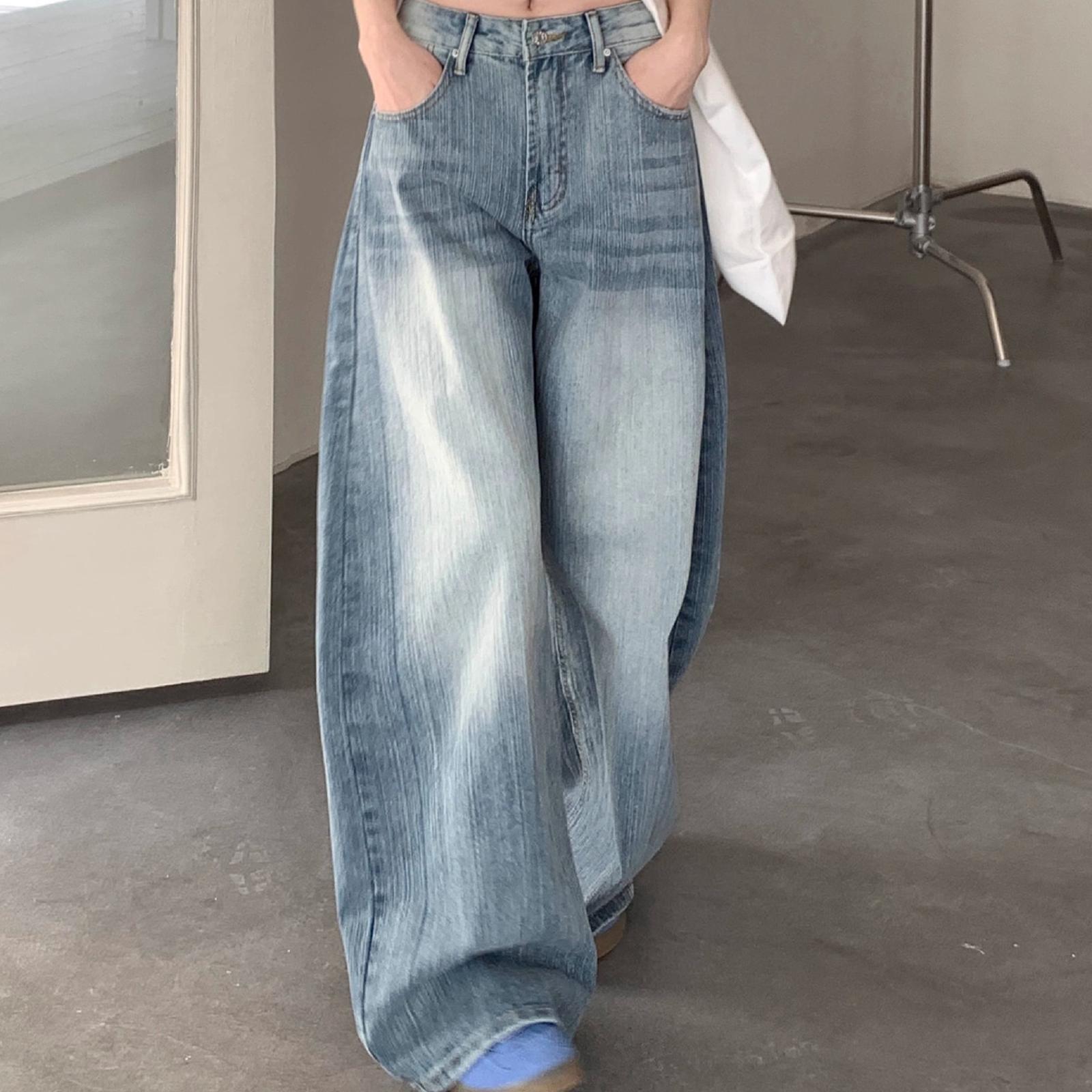 

Женские брюки большого размера, эластичные джинсы, свободные полуэластичные брюки XL синий