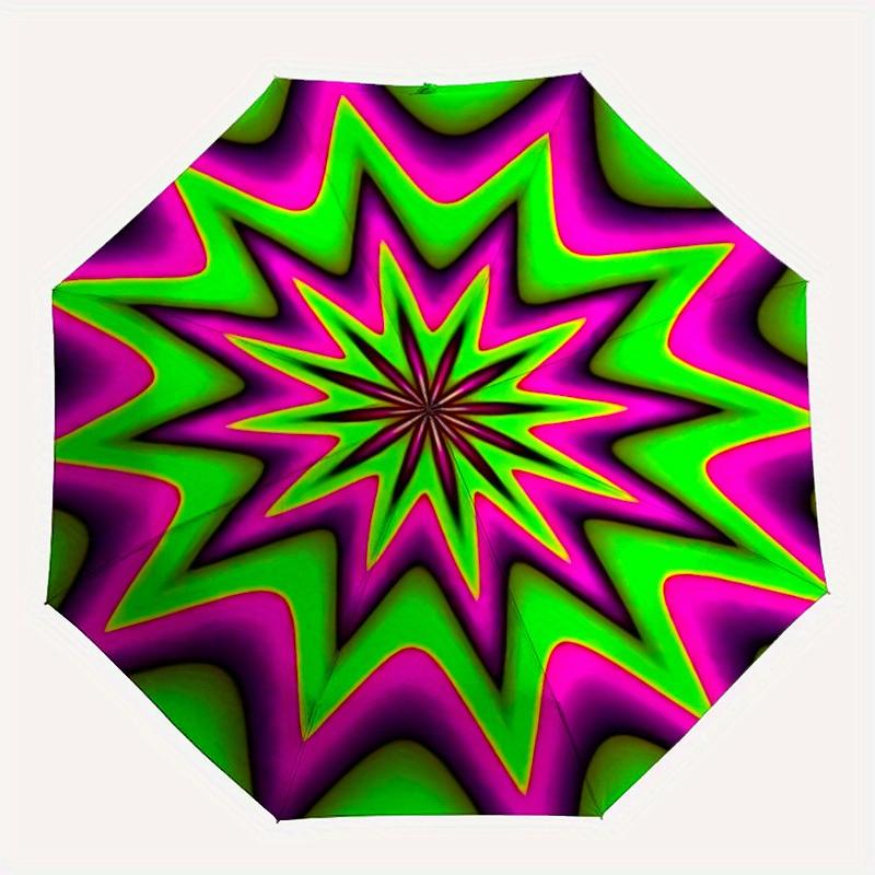 

1pc Geometric Star Design Automatic Folding Umbrella - 8-Rib Iron Frame, Portable Sunshade with Plastic Handle yy250731256