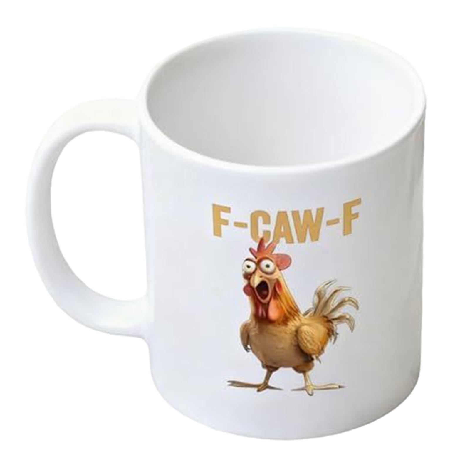 

Funny F-Caw-F Chicken Coffee Cup Ceramic Water Cup Breakfast Cup for Men Women Farmhouse Home Decor 11oz белый